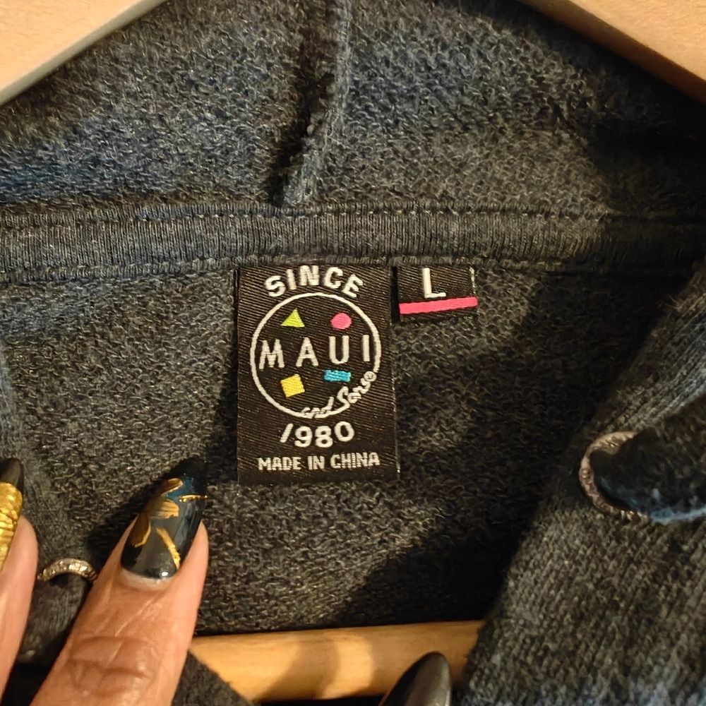 Maui and Sons Mens Zip Up Hoodie Gray Size Large Full Zip Casual Beach LARGE - Picture 5 of 12